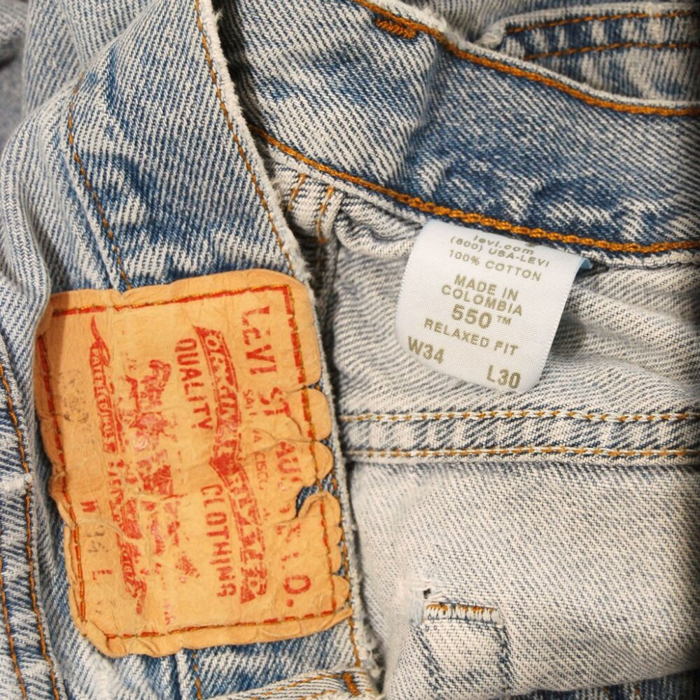 Y2K Levis Baggy Jeans (33) lightwash blue denim vintage 550s relaxed high rise - Picture 10 of 11